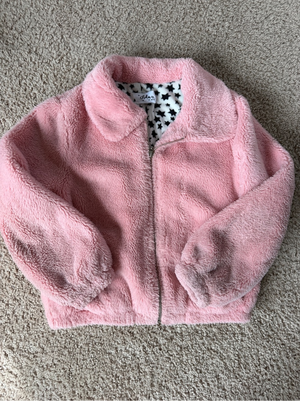 Lola and the Boy Girls' Plush Rainbow Zip-Up Jacket